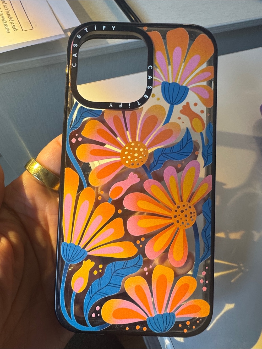 Casetify Clear Floral iPhone Case in Pink, Orange & Blue